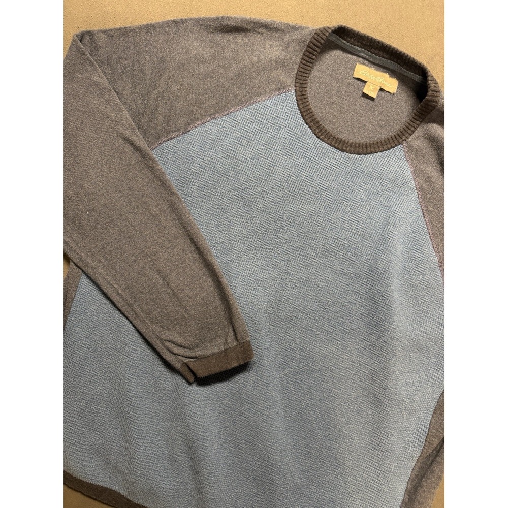 Eddie Bauer Shirt Men's T3XL Blue Crew Waffle Knit Thermal Cotton Wool Blend